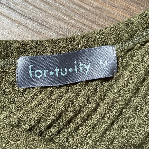Fortuity Olive Cold Shoulder Sweater, Small - Picture 3 of 5